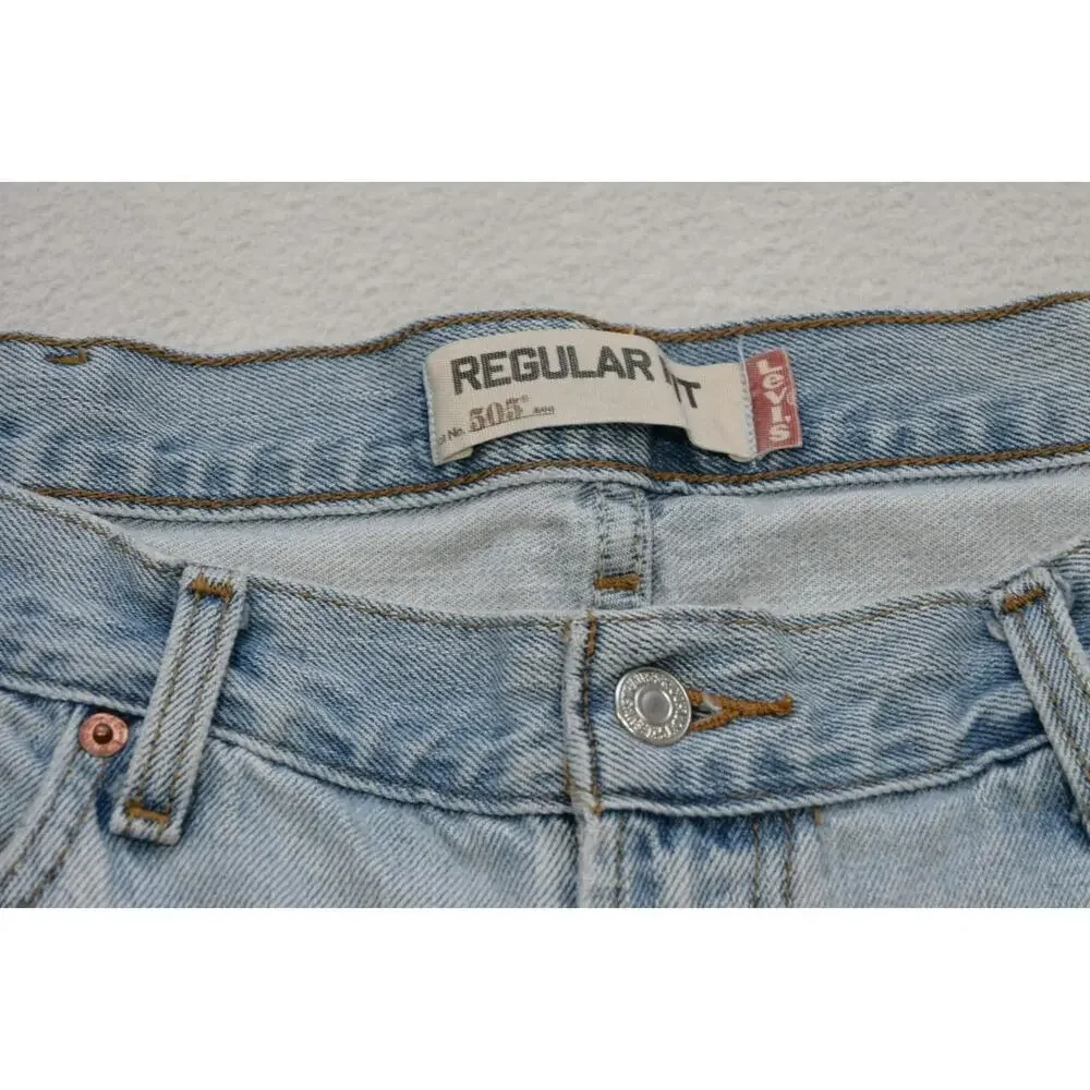Levi's 505 Regular Fit Straight Rugged Denim Blue Jeans Mens 36 x 33 (Tag 38x34)